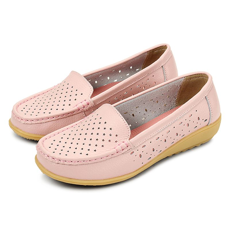 Kvinder Casual Hollow Out Blød Komfortabel Sommer Slip On Outdoor Flats Loafer Sko