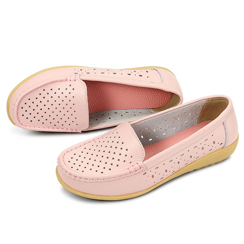 Kvinder Casual Hollow Out Blød Komfortabel Sommer Slip On Outdoor Flats Loafer Sko