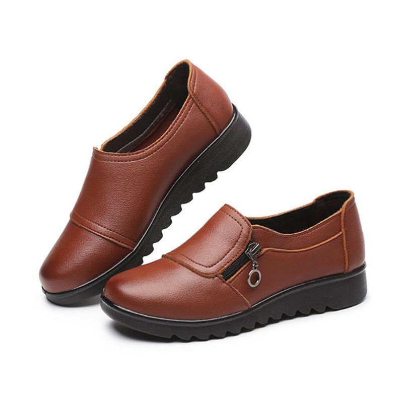 Kvinder Casual Læder Slip On Outdoor Flat Loafers