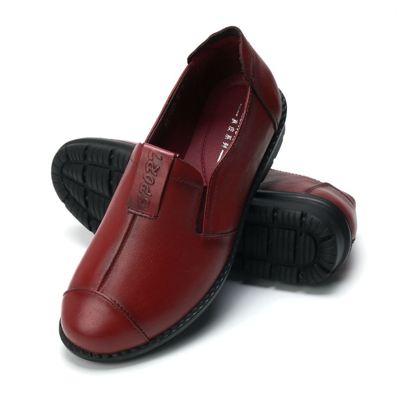 Kvinder Casual Soft Sole Slip On Læder Loafers