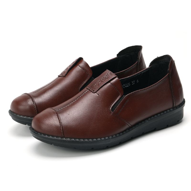 Kvinder Casual Soft Sole Slip On Læder Loafers