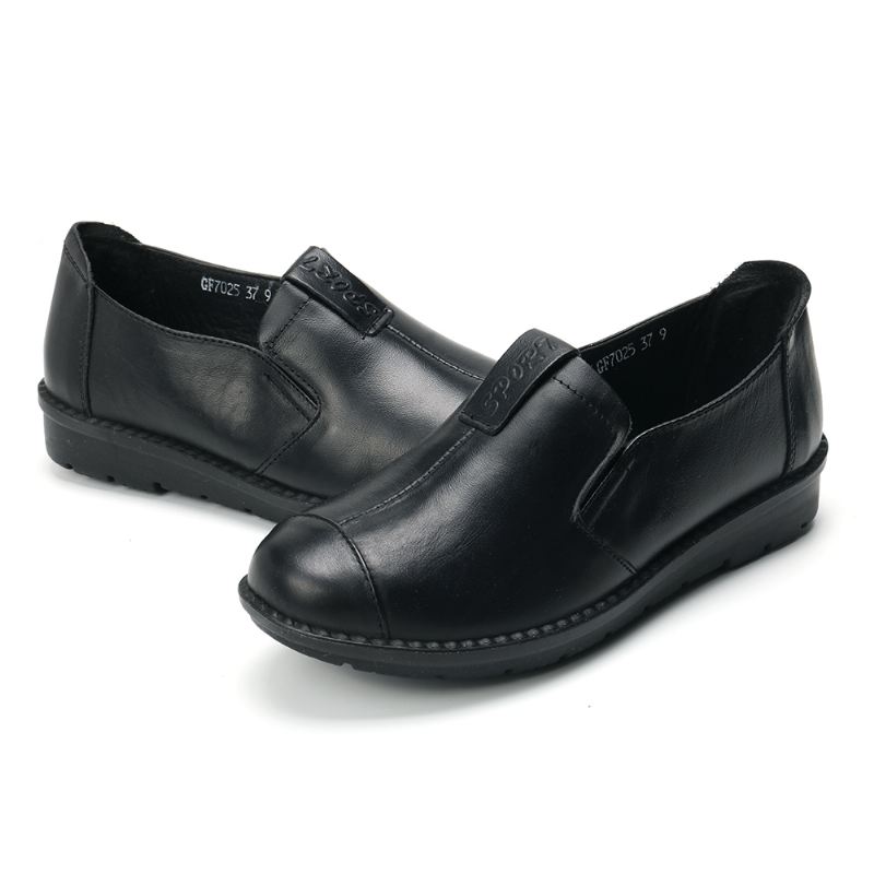 Kvinder Casual Soft Sole Slip On Læder Loafers