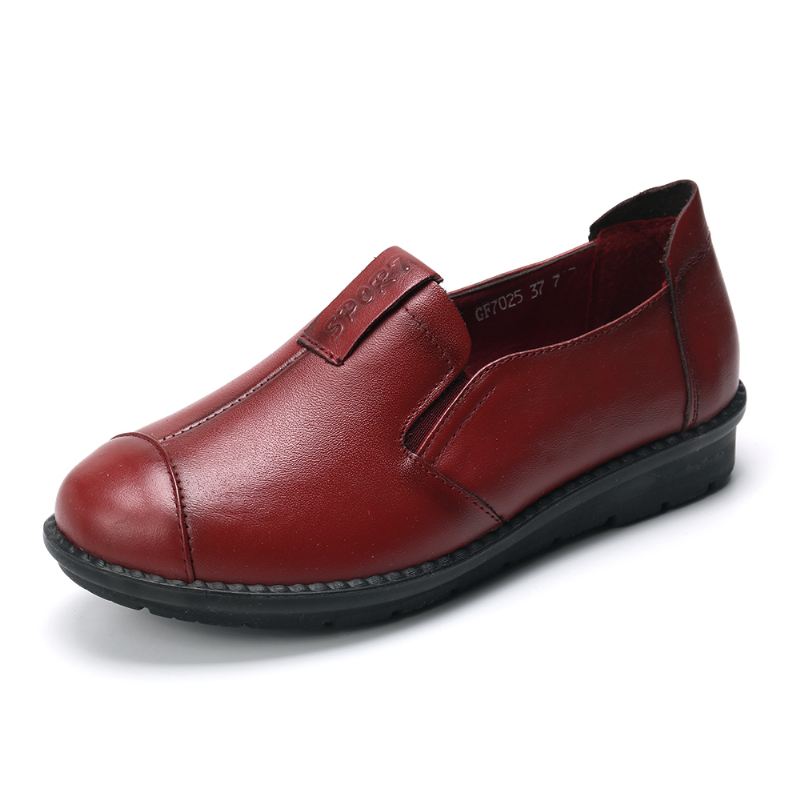 Kvinder Casual Soft Sole Slip On Læder Loafers