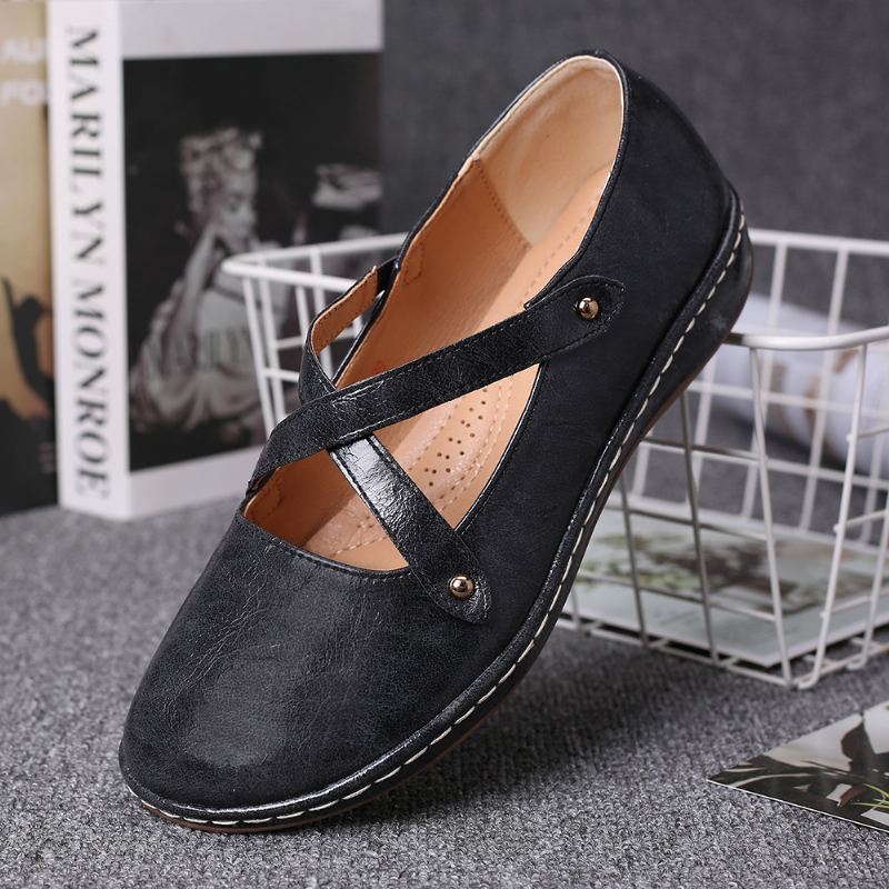 Kvinder Cross Strap Ensfarvet Casual Flats