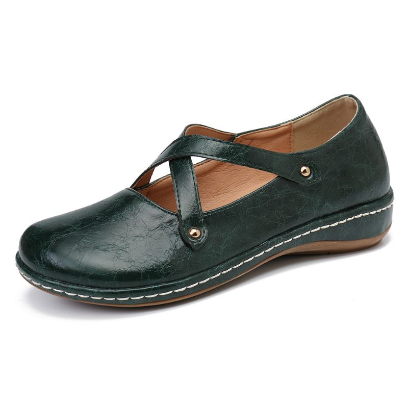 Kvinder Cross Strap Ensfarvet Casual Flats