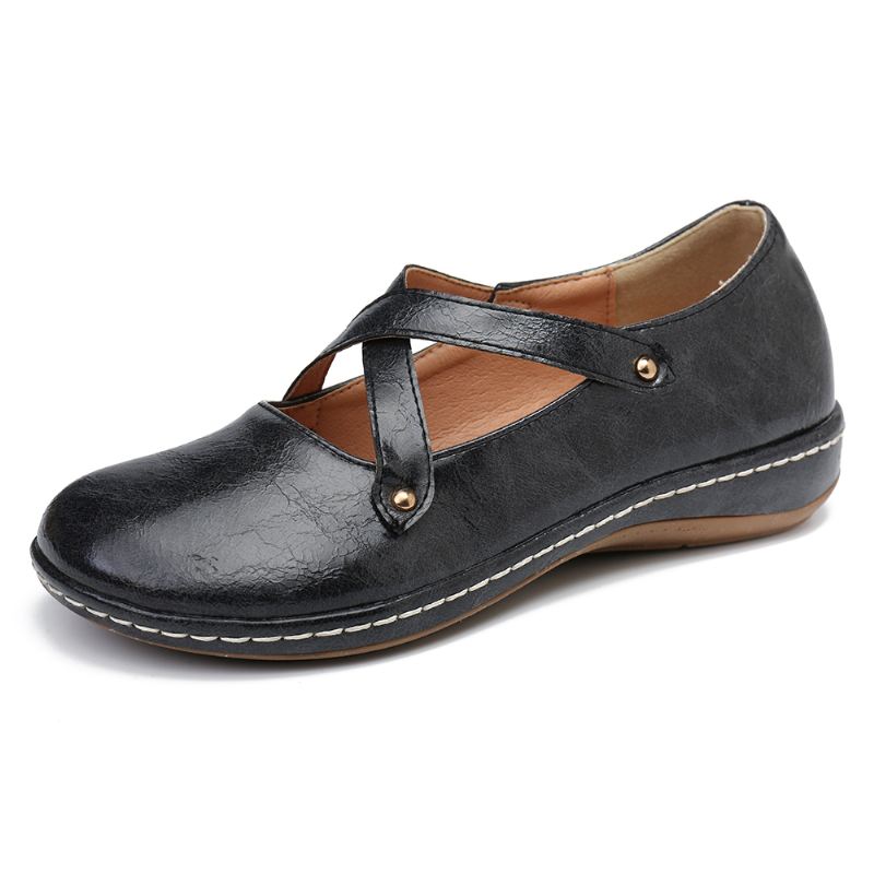 Kvinder Cross Strap Ensfarvet Casual Flats