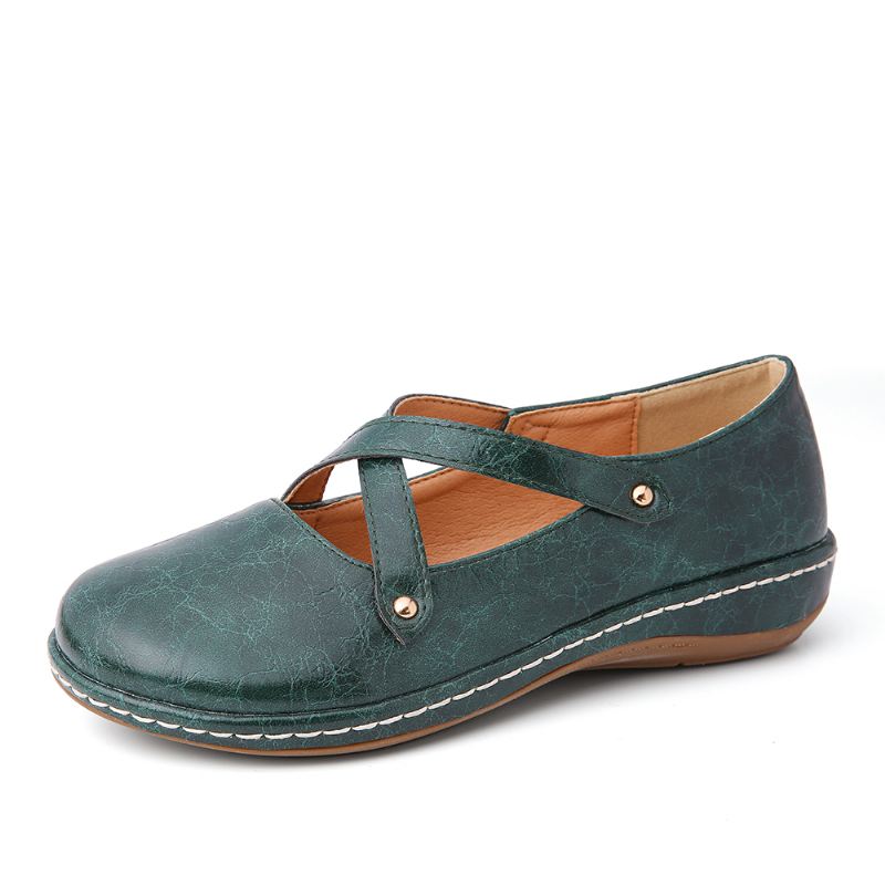 Kvinder Cross Strap Ensfarvet Casual Flats