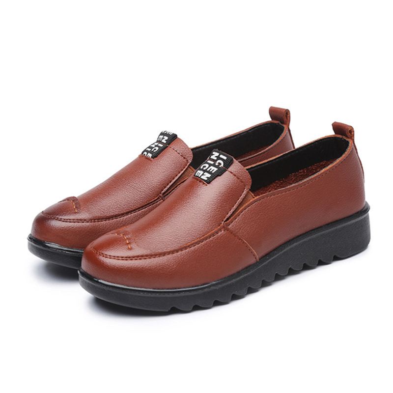 Kvinder Flade Casual Åndbare Sko Læder Slip On Loafers