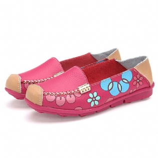 Kvinder Flats Sko Komfortabel Åndbar Slip On Blomster Floral Flat Loafers Sko