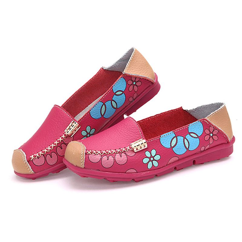 Kvinder Flats Sko Komfortabel Åndbar Slip On Blomster Floral Flat Loafers Sko