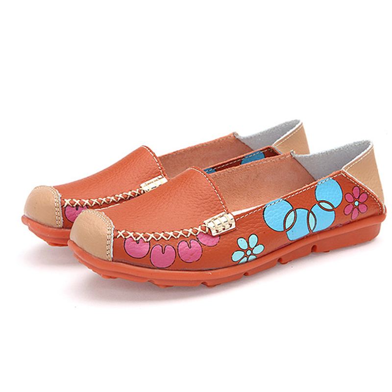 Kvinder Flats Sko Komfortabel Åndbar Slip On Blomster Floral Flat Loafers Sko