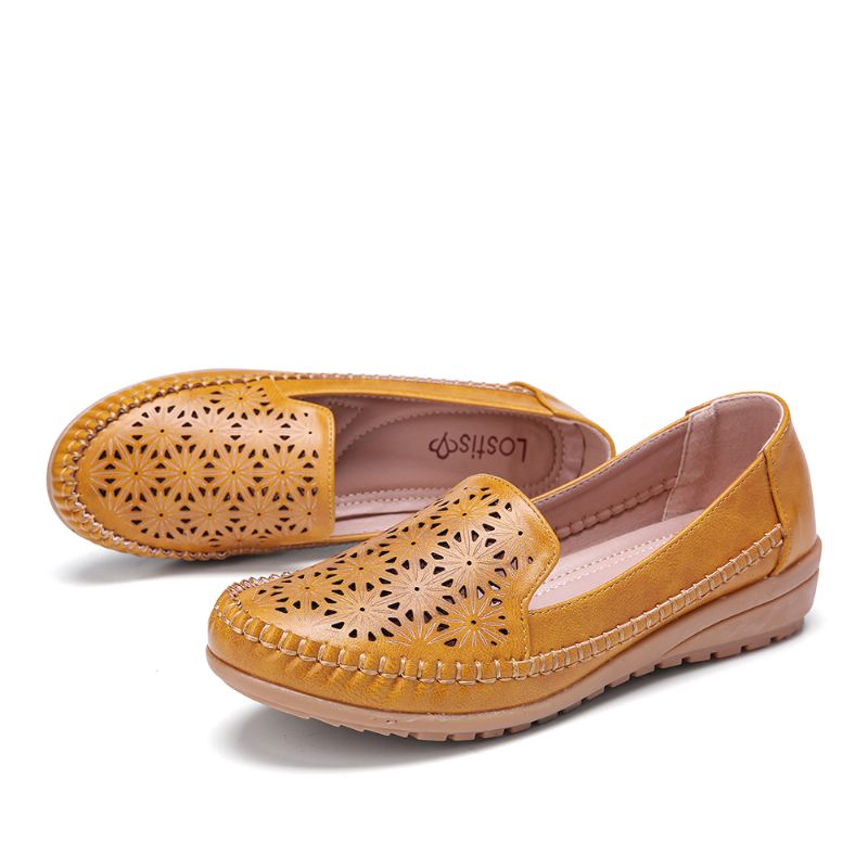 Kvinder Floewrs Hollow Non Slip Casual Flat Loafers