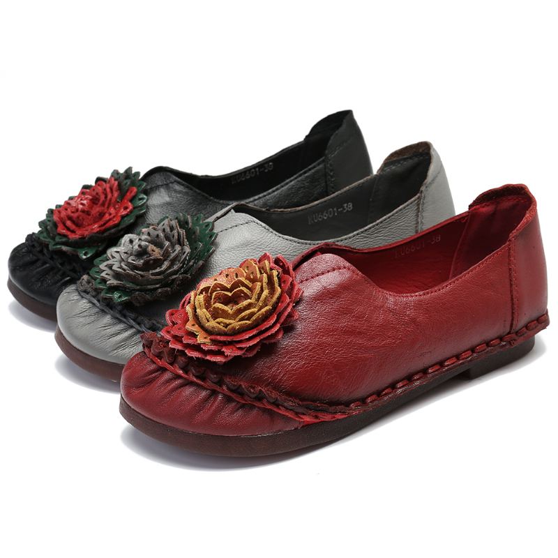 Kvinder Folkways Stricing Blomster Blød Sole Casual Flat Loafers