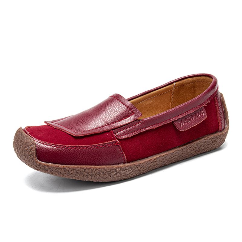 Kvinder Læder Splejsning Blød Slip On Flat Loafers