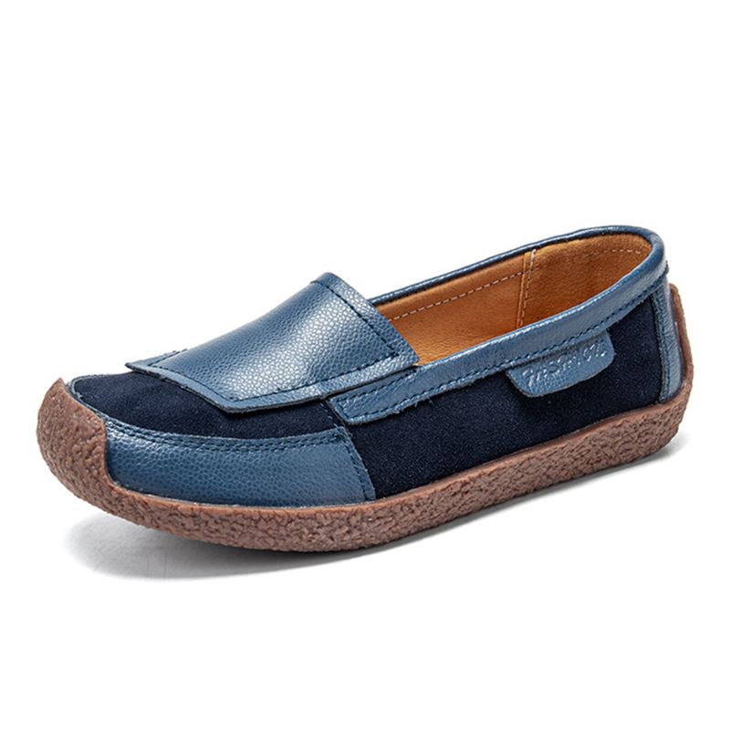 Kvinder Læder Splejsning Blød Slip On Flat Loafers