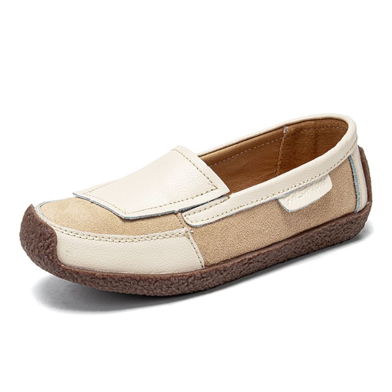 Kvinder Læder Splejsning Blød Slip On Flat Loafers