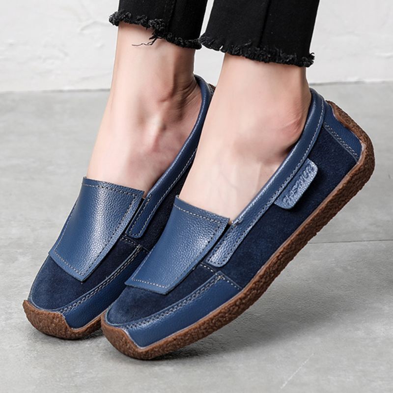 Kvinder Læder Splejsning Blød Slip On Flat Loafers