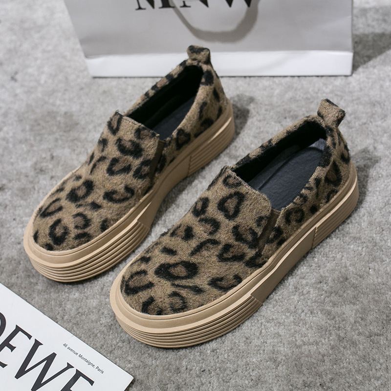 Kvinder Large Size Leopard Ruskind Skridsikre Casual Flats