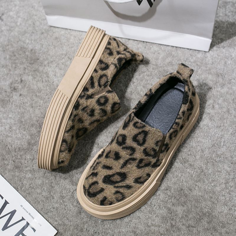 Kvinder Large Size Leopard Ruskind Skridsikre Casual Flats