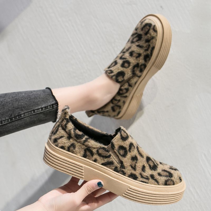 Kvinder Large Size Leopard Ruskind Skridsikre Casual Flats