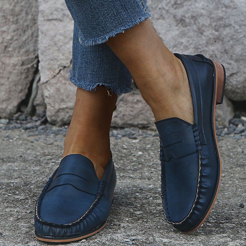 Kvinder Large Size Soild Slip On Casual Flats Loafers