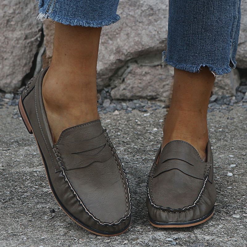 Kvinder Large Size Soild Slip On Casual Flats Loafers