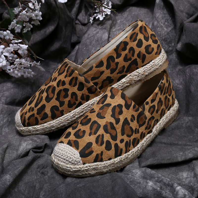 Kvinder Leopard Med Tryk Letvægts Casual Slip On Espadrille Flats