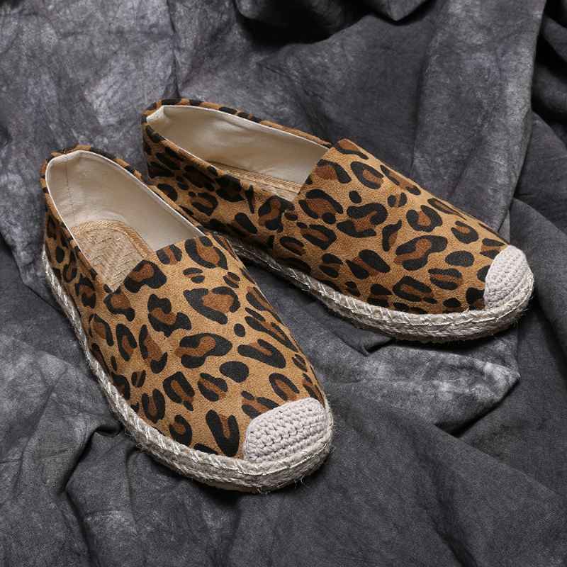 Kvinder Leopard Med Tryk Letvægts Casual Slip On Espadrille Flats