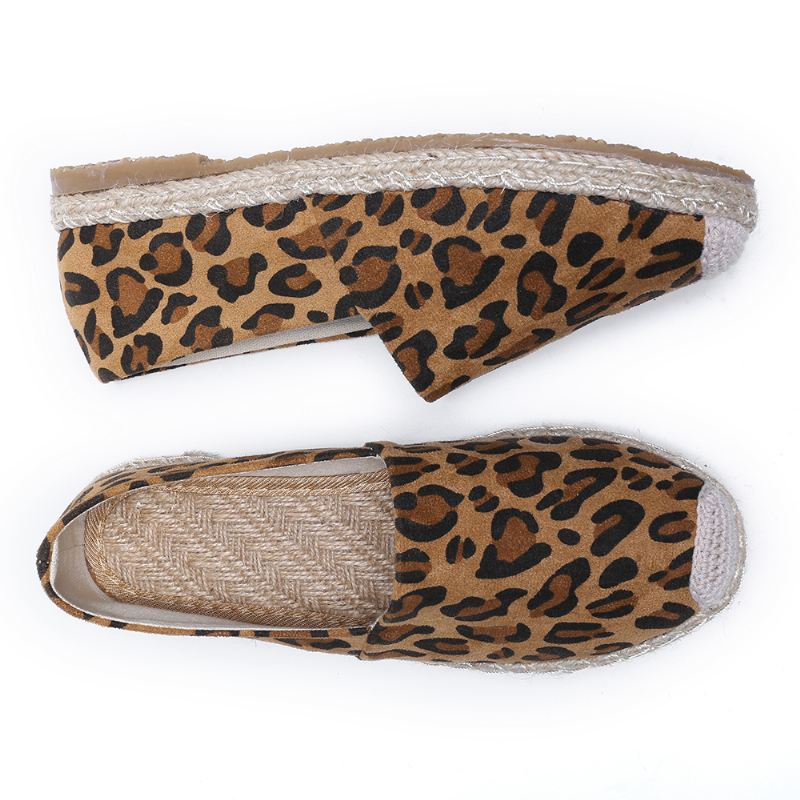 Kvinder Leopard Med Tryk Letvægts Casual Slip On Espadrille Flats