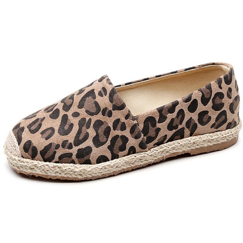 Kvinder Leopard Med Tryk Letvægts Casual Slip On Espadrille Flats