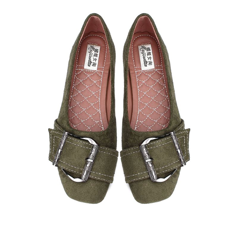 Kvinder Metal Decor Solid Color Slip On Flats Loafers