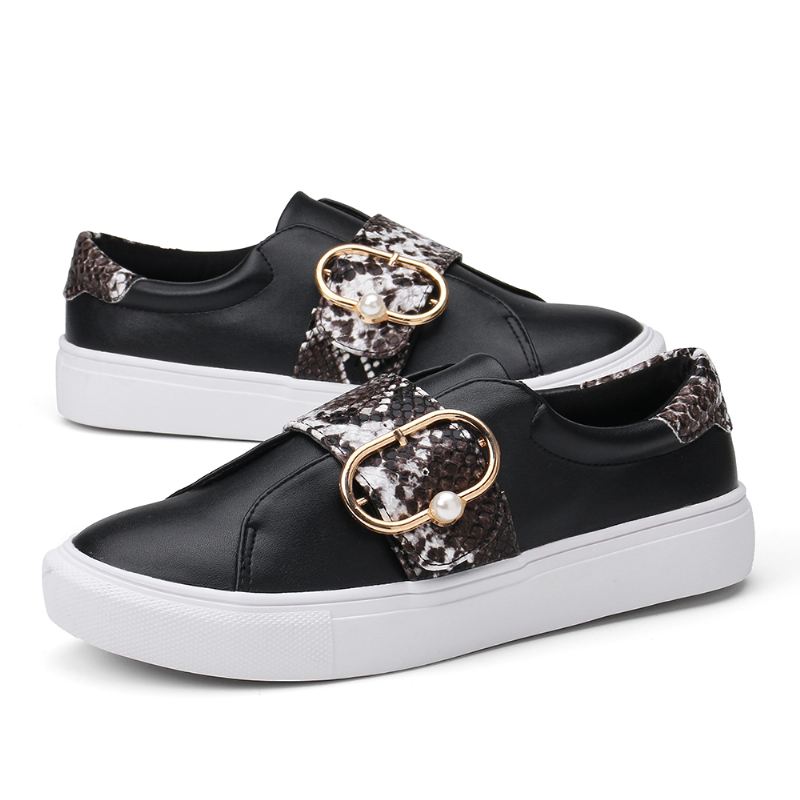 Kvinder Metal Spænde Snake Med Tryk Casual Flats