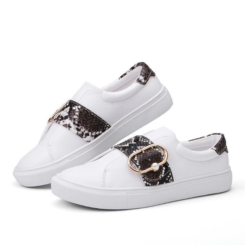 Kvinder Metal Spænde Snake Med Tryk Casual Flats