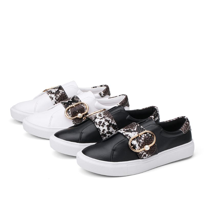 Kvinder Metal Spænde Snake Med Tryk Casual Flats