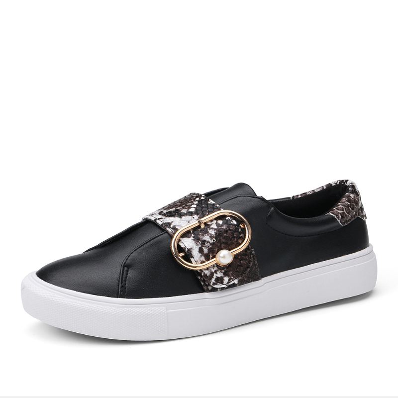 Kvinder Metal Spænde Snake Med Tryk Casual Flats