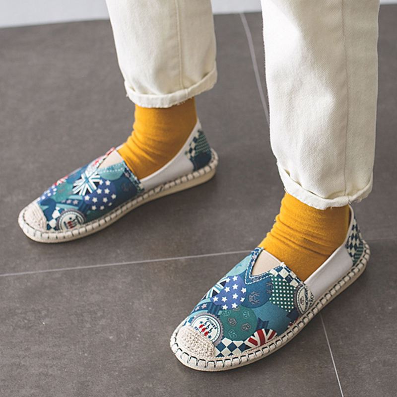 Kvinder Mønster Slip-on Håndsyning Casual Flat Loafers Sko