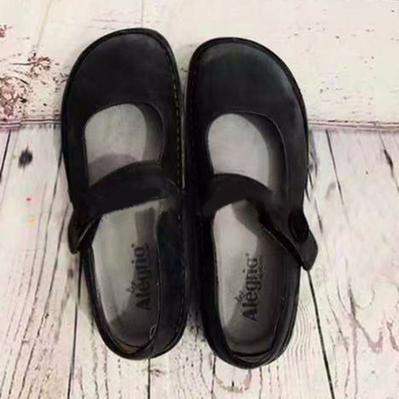 Kvinder Plus Størrelse Solid Rund Tå Justerbar Krogløkke Casual Flats Loafers