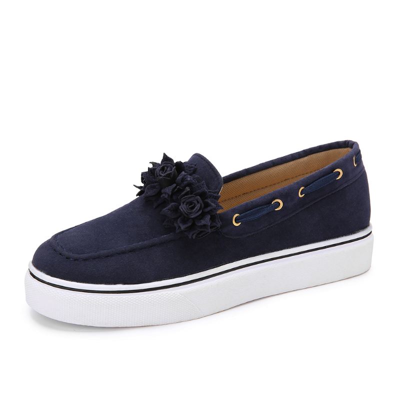 Kvinder Ruskind Blomsterforing Simple Solid Casual Loafers Sko