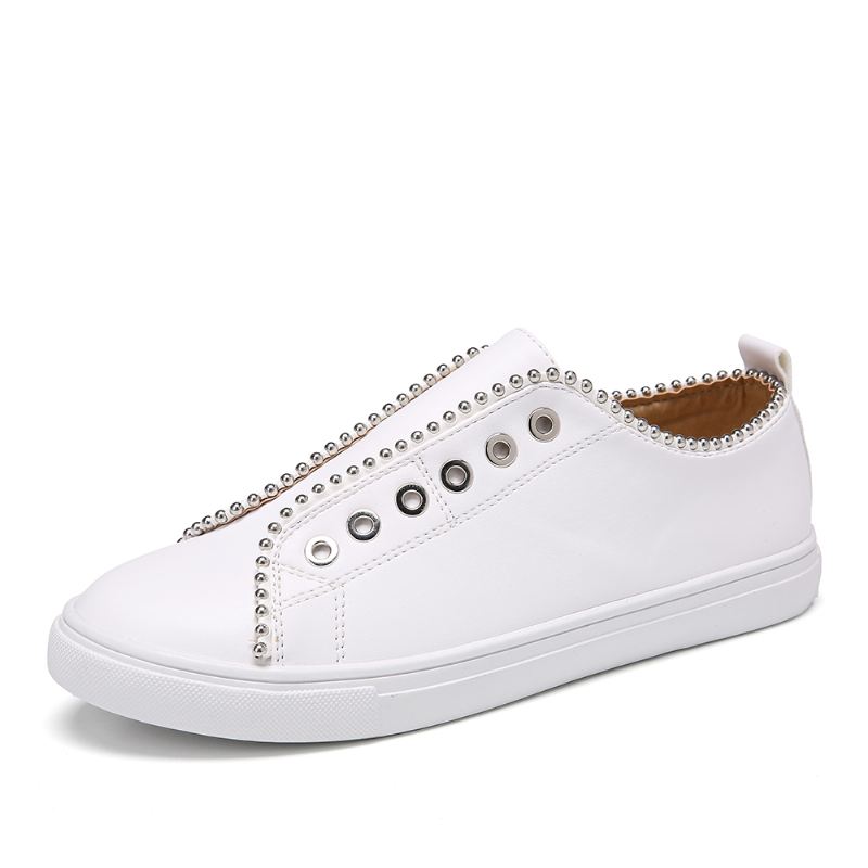 Kvinder Soild Color Studded Slip On Flats