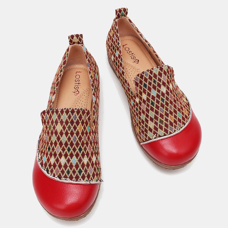 Kvinder Splejsningsmønster Lukkede Tå Loafers Slip On Casual Flats