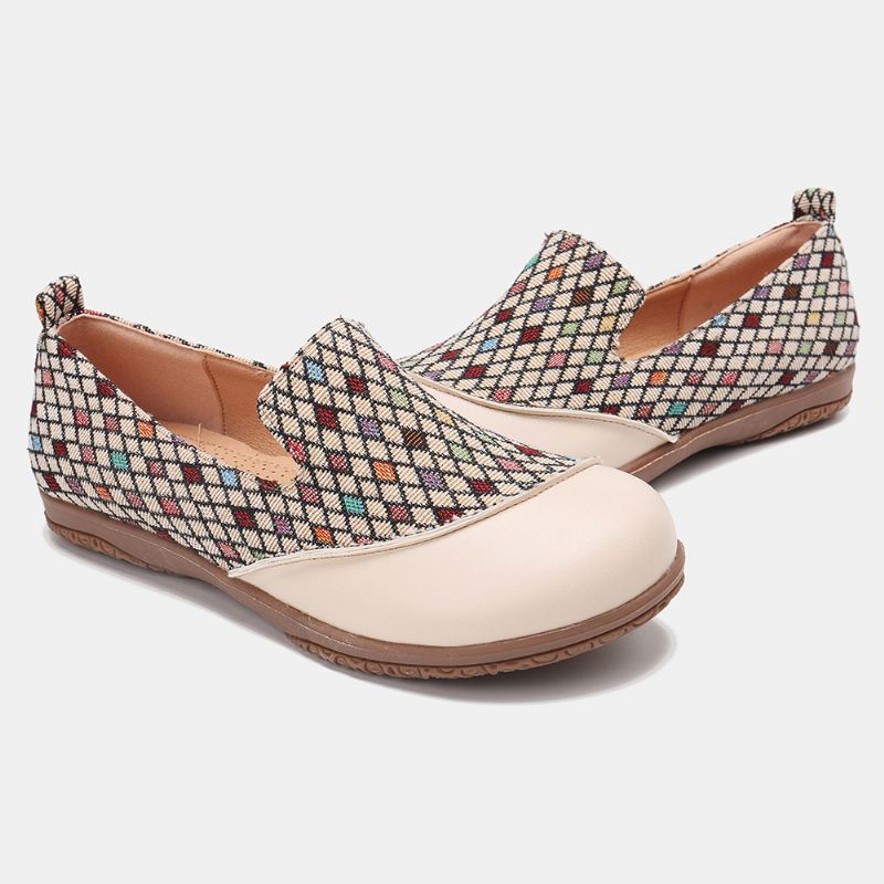 Kvinder Splejsningsmønster Lukkede Tå Loafers Slip On Casual Flats