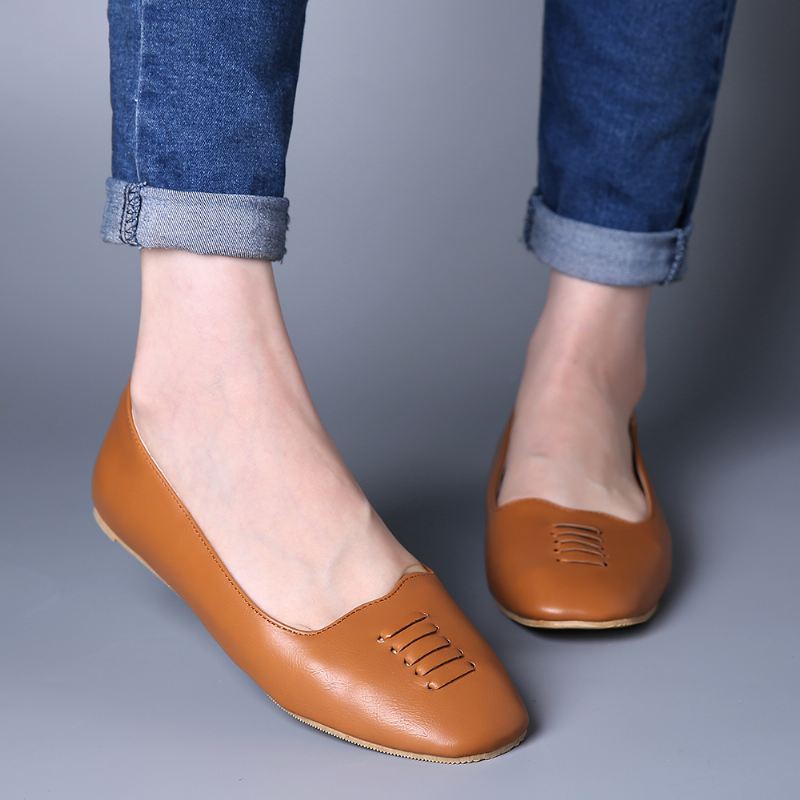 Kvinder Square Toe Lightweight Slip On Loafers