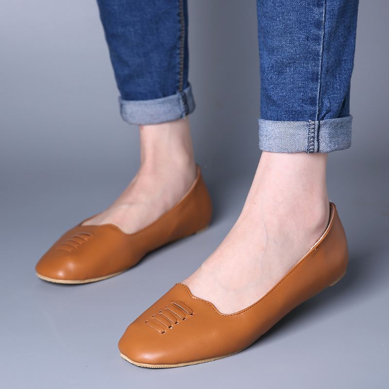 Kvinder Square Toe Lightweight Slip On Loafers