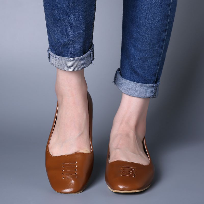 Kvinder Square Toe Lightweight Slip On Loafers