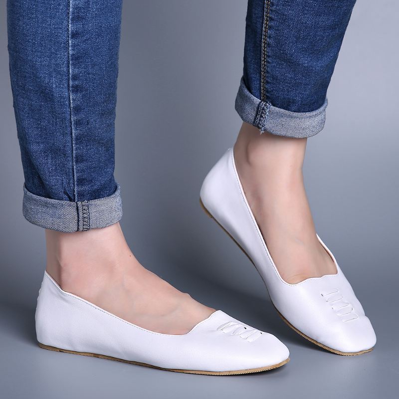 Kvinder Square Toe Lightweight Slip On Loafers