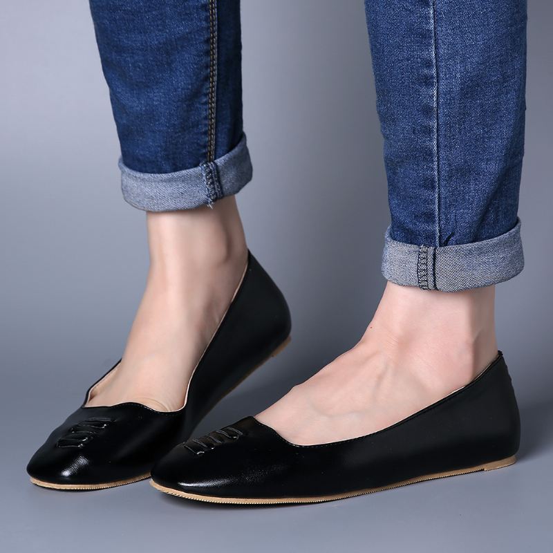 Kvinder Square Toe Lightweight Slip On Loafers