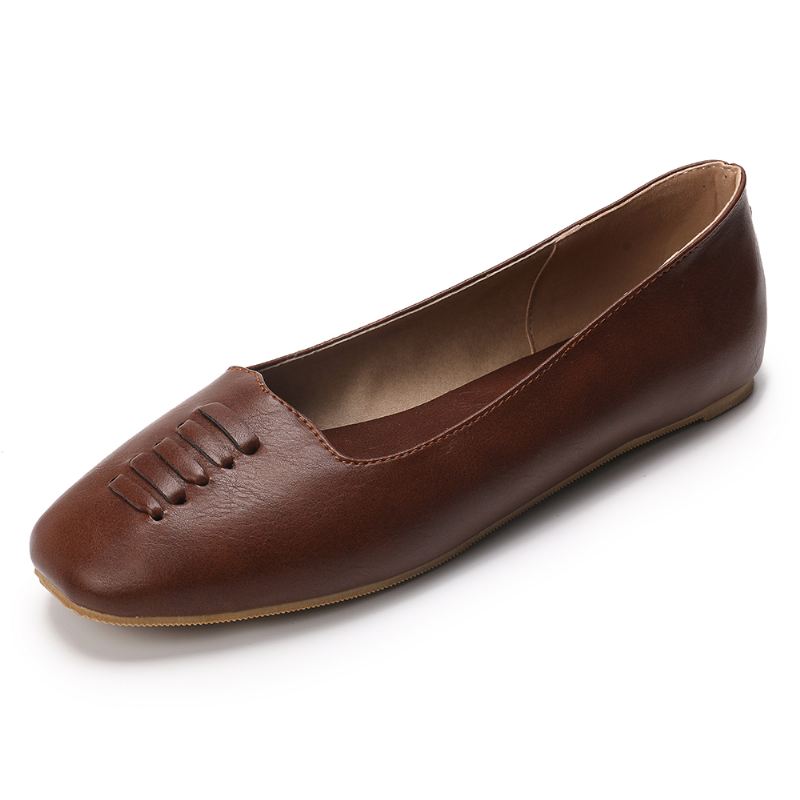 Kvinder Square Toe Lightweight Slip On Loafers