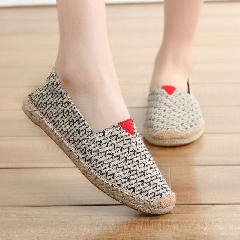 Kvinder Stor Størrelse Ensfarvet Slip-on Espadrilles Fisherman Flat Shoes