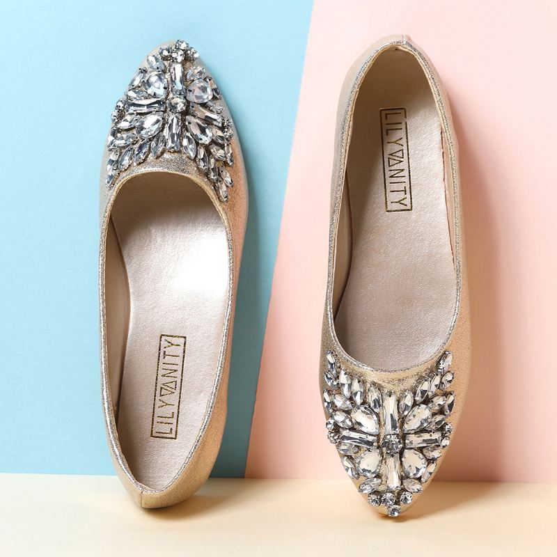 Kvinder Sweet Rhinestone Damer Letvægts Rhinestone Dressy Flats