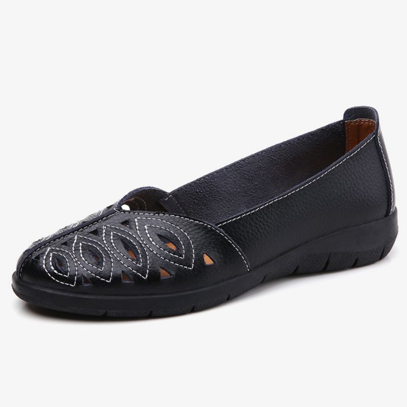 Kvinder Syning Blomster Hule Skridsikker Casual Slip On Loafers